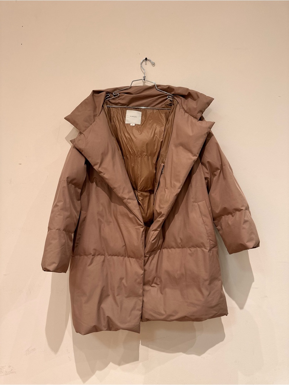 Varley Taupe Hooded Puffer Coat